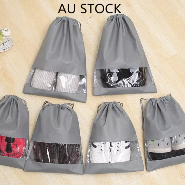 Portable Shoes Bag Travel Sport Storage Pouch Drawstring Dust Bags Non-woven AU
