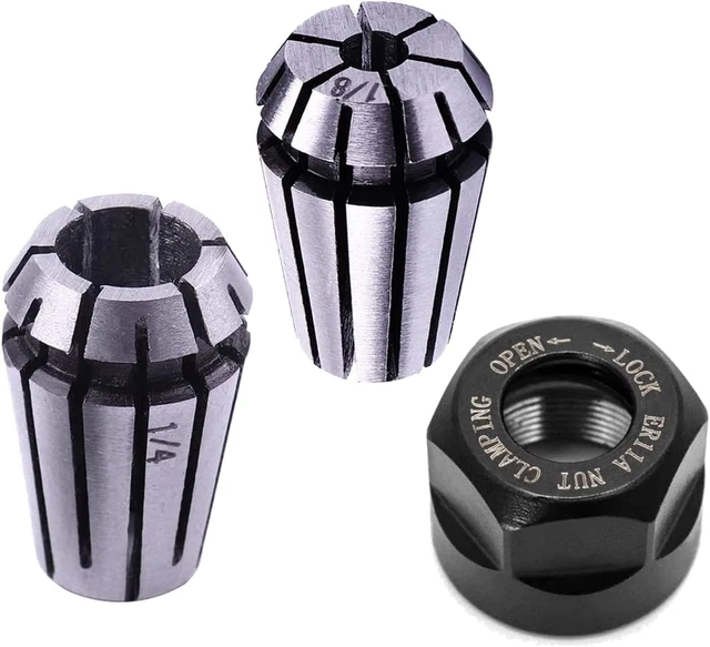 ER11 Spring Collet Nut Set - 1/8 Inch and 1/4 Inch Collet for CNC Engraving Mech
