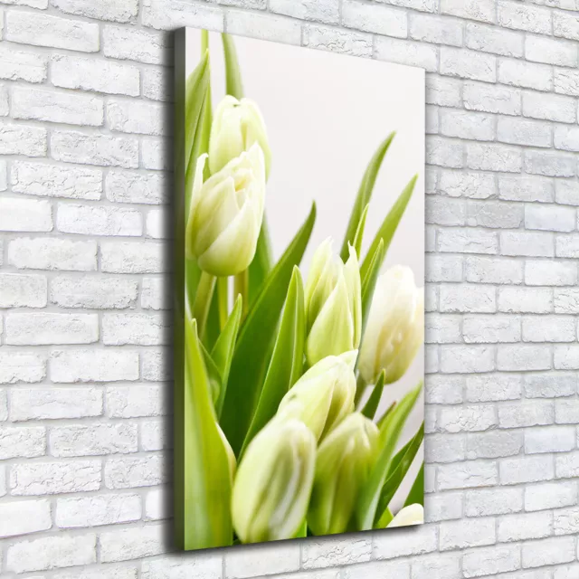 Leinwand-Bild Kunstdruck Hochformat 50x100 Bilder Weiße Tulpen