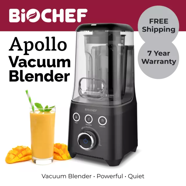 BioChef Apollo Vacuum Blender - Australia's Best Quiet Blender - Black