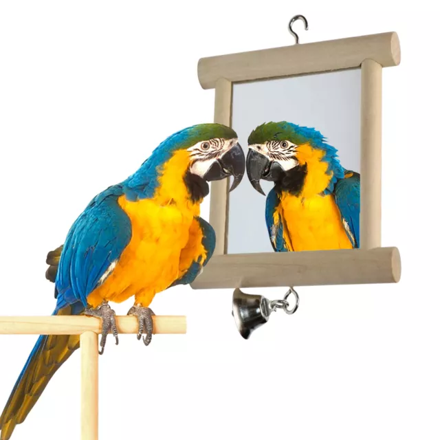 Haustier Vogelspiegel mit Glocke Massivholz Vogel Papagei Spielzeug Schaukel Vog