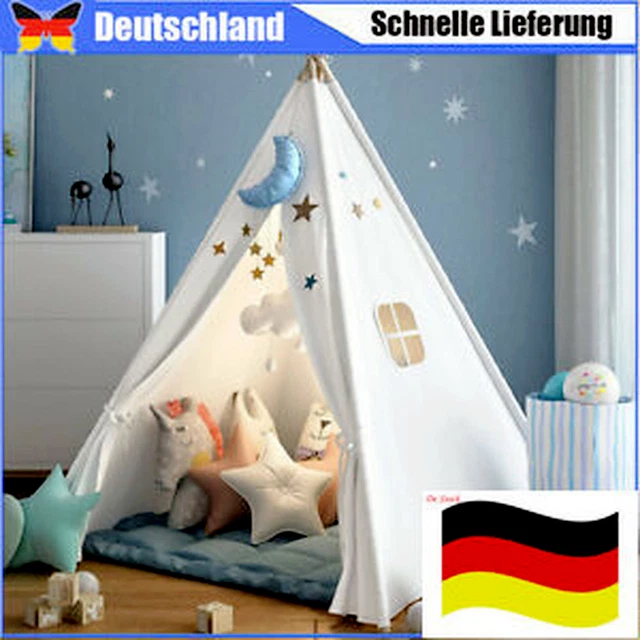  KINDERZELT SPIELZELT TIPI Zelt für Kinder Spielhaus Baumwolle Drinnen 