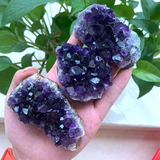 60-80g Natürlich Amethyst Cluster Quarz Kristall Druzy Geode Stein Dekor Heilung