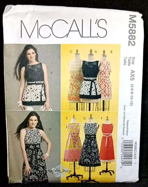 McCalls 5882 Sem-fitted A-line Dress Tunic Top Sizes 4 6 8 10 12 Uncut Pattern