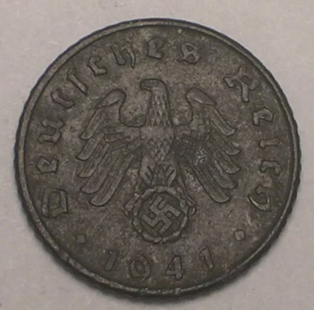 1941 A German Germany 5 Reichspfennig WWII Era Swastika Coin