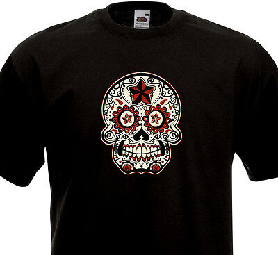 T-SHIRT CALAVERA Tête de mort Méxicaine Méxique Tattoo Tatouage Sugar Skull Dead