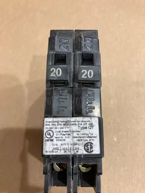 Siemens 20 Amp Twin Tandem Circuit Breaker Single Pole NON-CTL Q2020NC