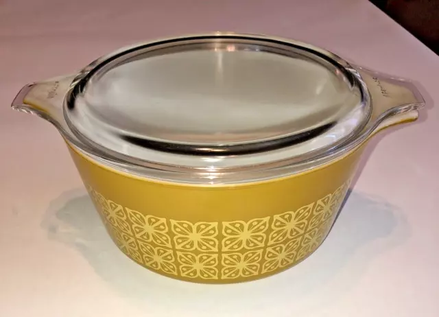 Vintage PYREX 474-B AUTUMN FLORAL & LID Promotional Pattern 1966 Short Run 1.5QT