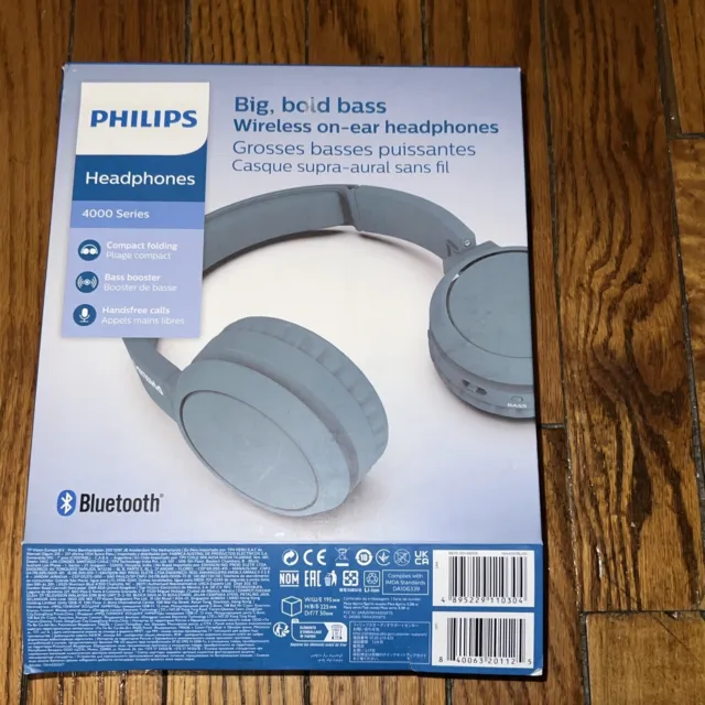 Auriculares intraurales plegables inalámbricos Bluetooth Phillips - caja abierta azul