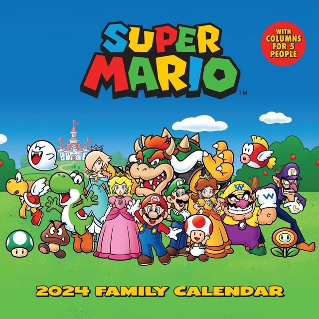 2024 FAMILY ORGANISER Calendar Super Mario Square Wall Hanging Official