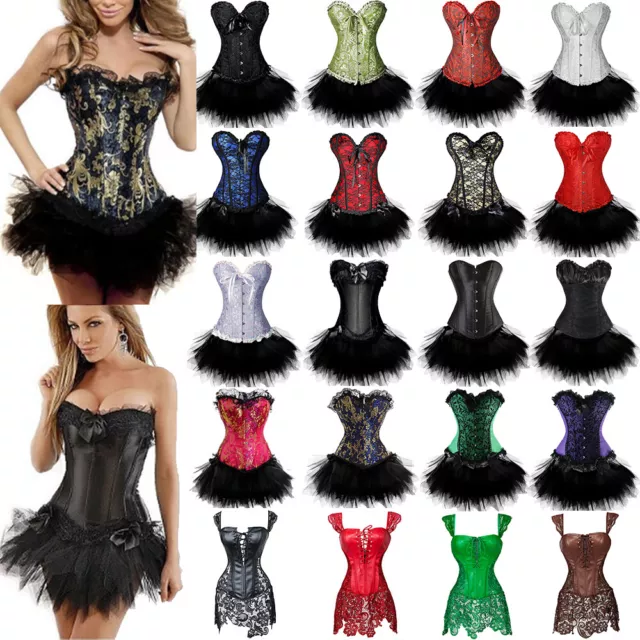 Women's Lace Up Corset Bustier Body Shaper Waist Cincher Sexy Lingerie Plus Size