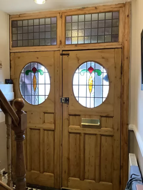 ART DECO STAINED GLASS FRONT DOORS/FANLIGHTS ANTIQUE PERIOD RECLAIMED OLD 30s