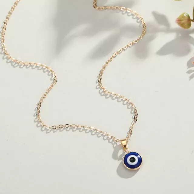Fashion Lucky Turkey Evil Eye Pendant Necklace Women Gold Plated Chain Gift New