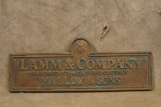 Antique Lamm & Co. Tailored Clothes Bronze Sign Mallory & Sons State Center IA