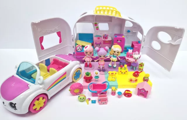 Shopkins Happy Places Rainbow Beach Convertible Campervan 3 Shoppie Doll Bundle