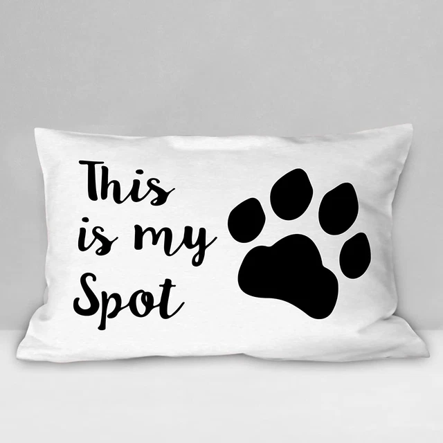 This Is My Spot Dog Cat Paw Prints Soft Throw Pillow Cover, Funny Pet Paw Decora