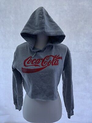 hoodie new look size 12-13 grey coco cola logo cropped girls
