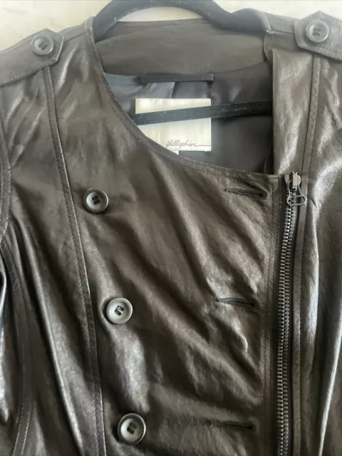 PHILLIP LIM RUFFLE 100% LAMB LEATHER JACKET Sz-4 3