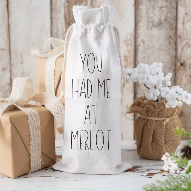 Bolsa de regalo única hecha a mano de vino de lona - Me tenías en Merlot