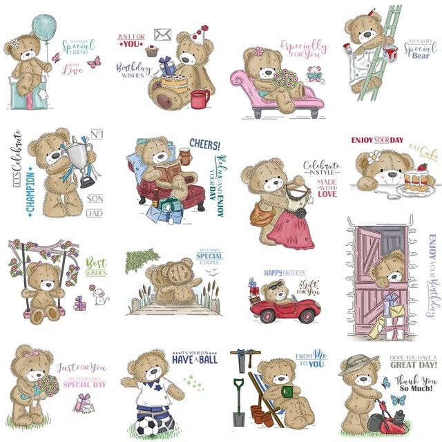 Lovely Bears Friends Clear Stamps Seal Embossing Stencil Album Craft DIY Gifts