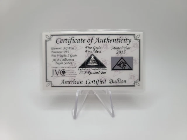 5 Grain Silver Bullion Bar - Triangle shape