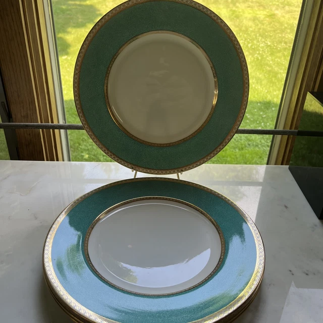 WEDGWOOD ULANDER POWDER Turquoise W1503 Dinner Plates 4pc Lot 10.75"dia