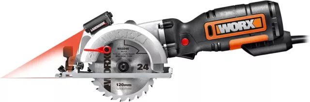 WORX Handkreissäge, WX427, Schwarz, 710 W mit Laserguide Kompakt-Säge