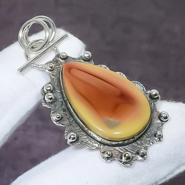 Imperial Jasper Gemstone Handmade 925 Sterling Silver Jewelry Pendant 2.17" M479