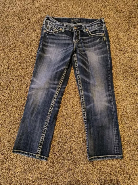 Silver Women's Suki Capri Dark Wash Jeans Stretch 5-pocket Size 29