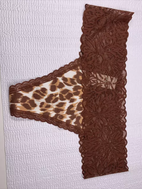 New Aerie Womens Underwear Panty Thong Size S Semi Lace Brown
