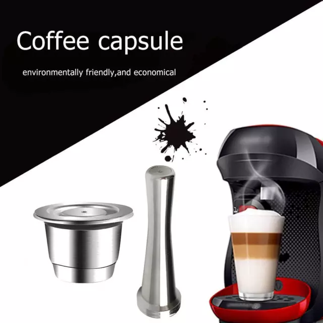 E# Reusable for Nespresso Stainless Steel Refillable Coffee Capsule + Coffee Tam