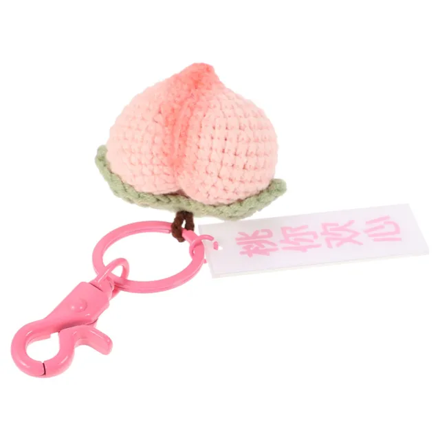 Peach You Love Pendant Car Decor Purse Keychain Charm Peach Keyring Crochet