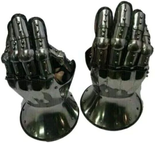 Guanti medievali in acciaio SCA LARP Knight Gauntlets Guanti funzionali...