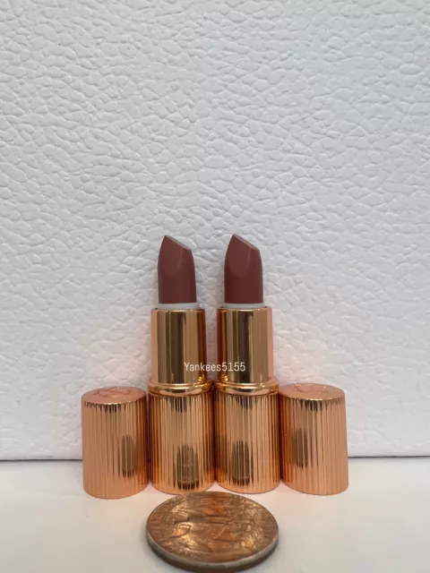 2 x CHARLOTTE TILBURY Matte Revolution Lipstick PILLOW TALK 2 MEDIUM 1.1g each