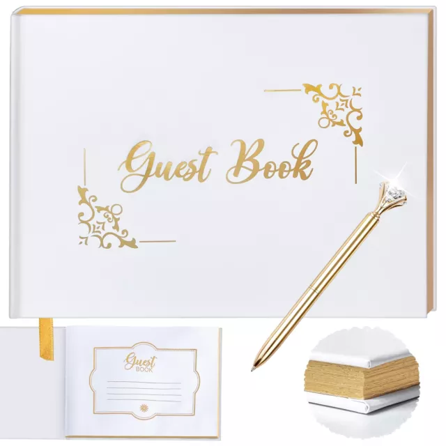 Wedding Guest Book, Wedding Guestbook with Gold Pen, Guest Book Wedding Gold ...