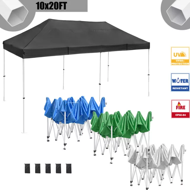 10X20ft Canopy Folding Gazebo Tent Sunshade 550D Oxford Fabric Pop Up Commercial