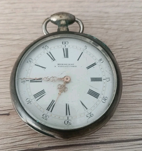 Montre Gousset Ancienne En Métal (acier) - À Réviser Ou Pour Pièces - Réf. 7-37/P5/N1