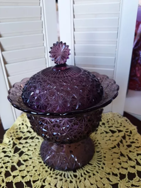 Vintage LE Smith Daisy and Button AMETHYST Candy Dish ABSOLUTELY GORGEOUS!! RARE