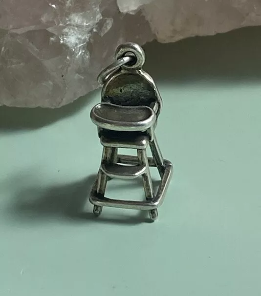 Designer Sterling Silver Baby High Chair Charm Pendant