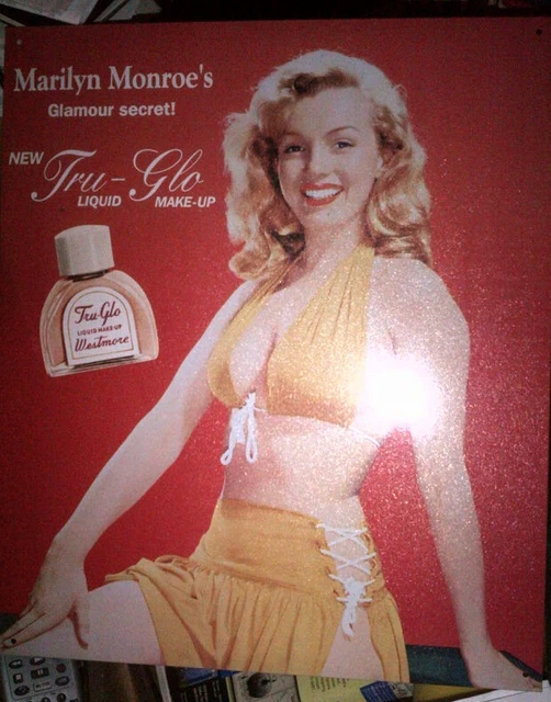 MARILYN MONROE TRU-GLO Liquid Make-Up TIN SIGN