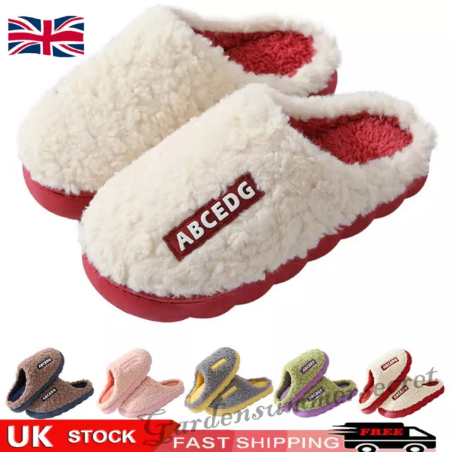 Women Men Winter Warm Embroidered Slippers Unisex Cute Fluffy Soft Slippers