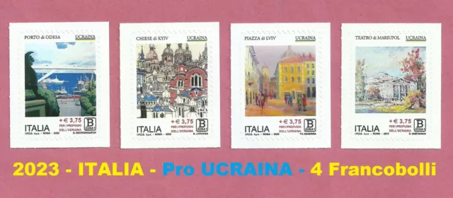 ITALIA 2023 - Pro UCRAINA - 4 FRANCOBOLLI B1 con Sovrapprezzo