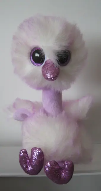 Kenya the Lavender and White Ty Beanie Boo with Tags 9" Big Glitter Eyes & Feet.