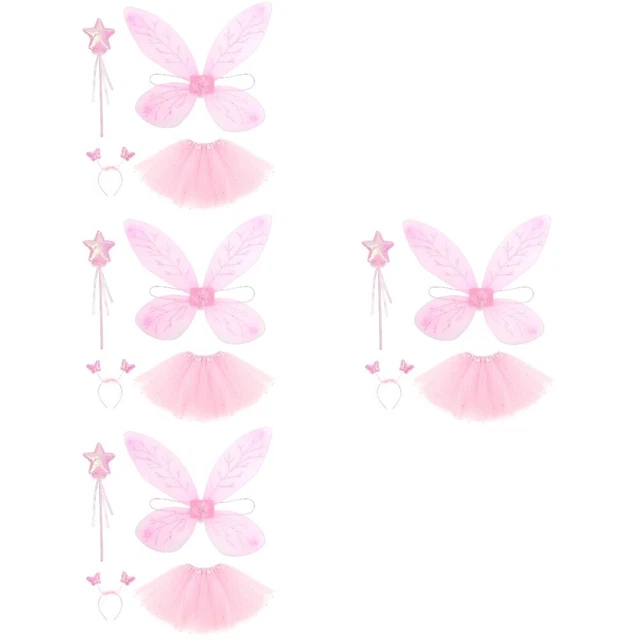 4 Sets Tuch Prinzessinnenkleid Mit Flügeln Kind Schmetterlings-Stirnband