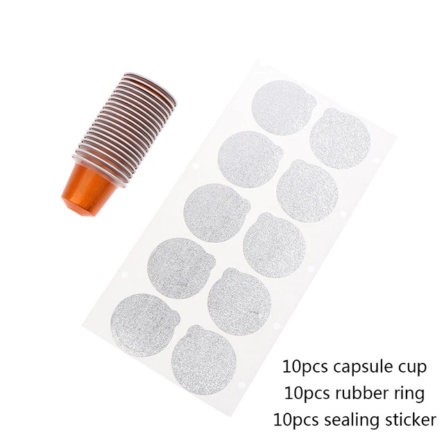 10pcs Nespresso -Kaffeekapseln mit Gummi -Ring und Dichtungsaufkleber 37 mm  Le