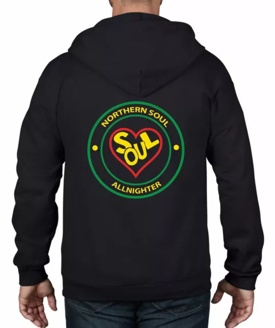 Northern Soul All Nighter Heart Logo Full Zip Hoodie - Wigan Casino Motown