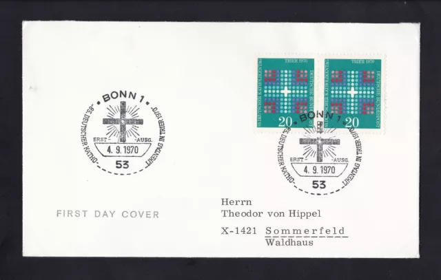 Briefmarken BRD 1970 " Deutscher Katholikentag " FDC