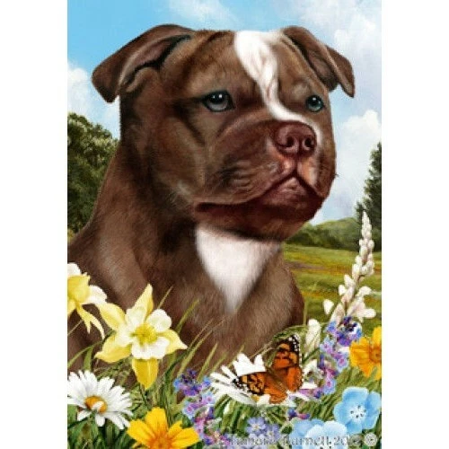 Summer House Flag - Chocolate Staffordshire Bull Terrier 18244