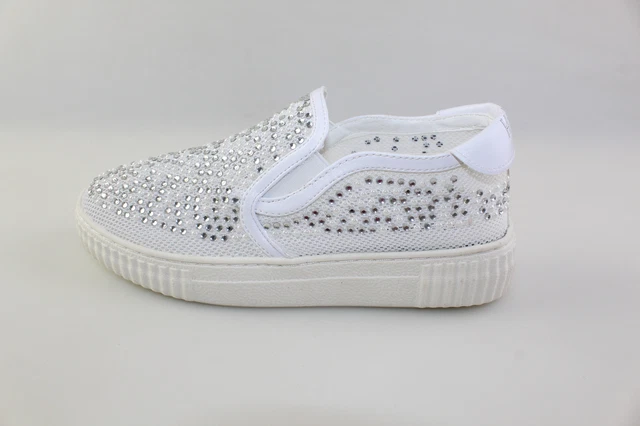 scarpe bambina HOLALA 36 EU mocassini bianco tela strass DH121