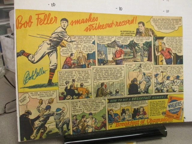 newspaper ad premium 1930s BOB FELLER baseball AUTOGRAPH Wheaties cereal box
